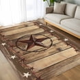 thumbnail image 4 of 5x8 Area Rugs, Rustic Country Non-Skid Rubber Backing Large Rectangle Rugs - Living Room Bedroom Home Office, Western Stars Brown Texture Wooden Print Indoor Floor Mat Carpets Washable Rug, 4 of 9