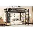 thumbnail image 6 of Bed Frames Full size Loft Bed Frame with Wardrobe,Metal Loft Bed with Storage Shelves and Pegboard,Black,Adjustable Bed Base, 6 of 11