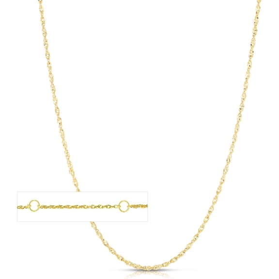 Floreo 14k Yellow Gold or White Gold 0.85mm Double Extendable Rope Chain Adjustable Necklace, 16" - 17" - 18" Inch