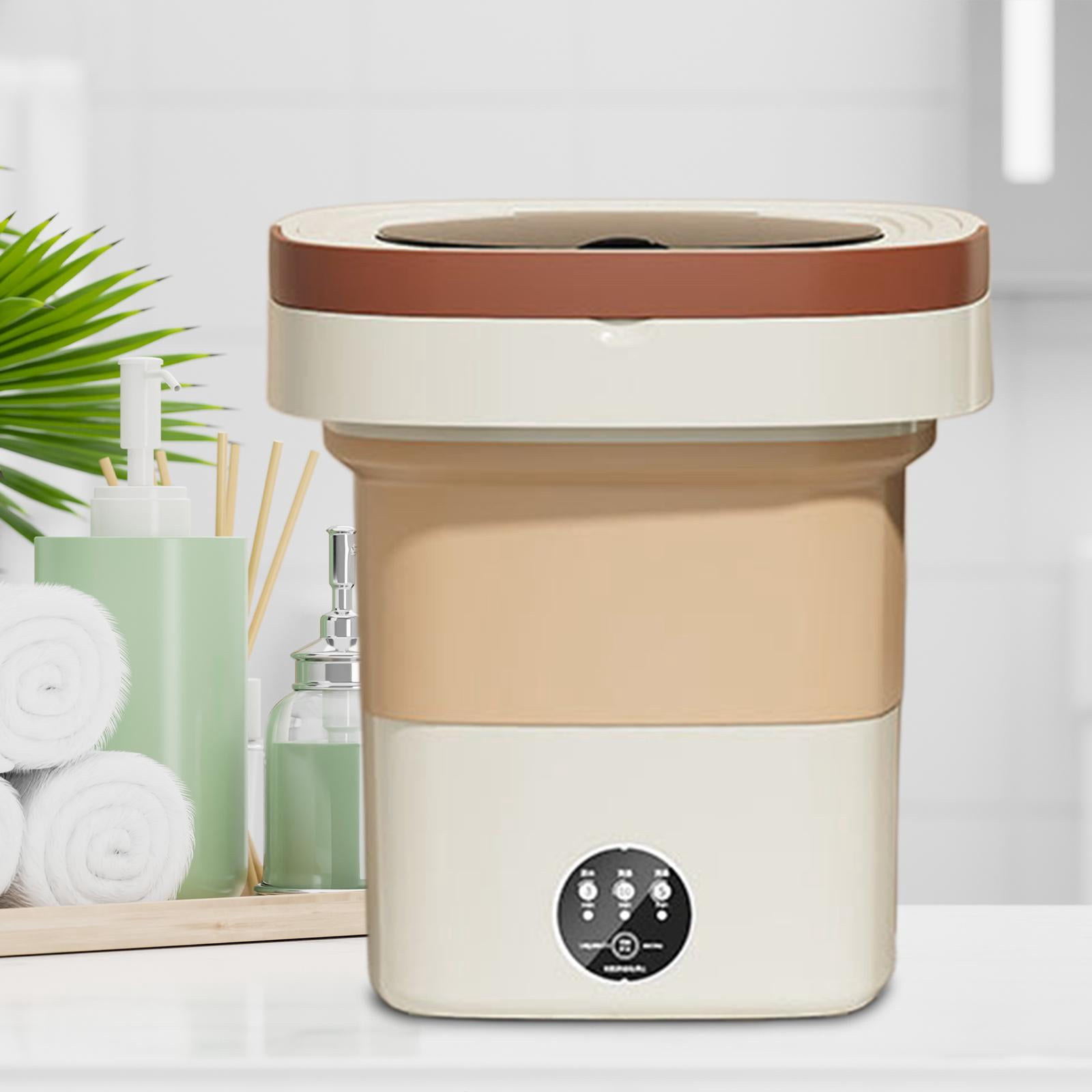 Foldable Mini Washing Machine Folding Washing Machine, Mini Portable Clothes Washer, 8L Powerful Compact Small Washer for Home, RV, Baby Clothes Beige