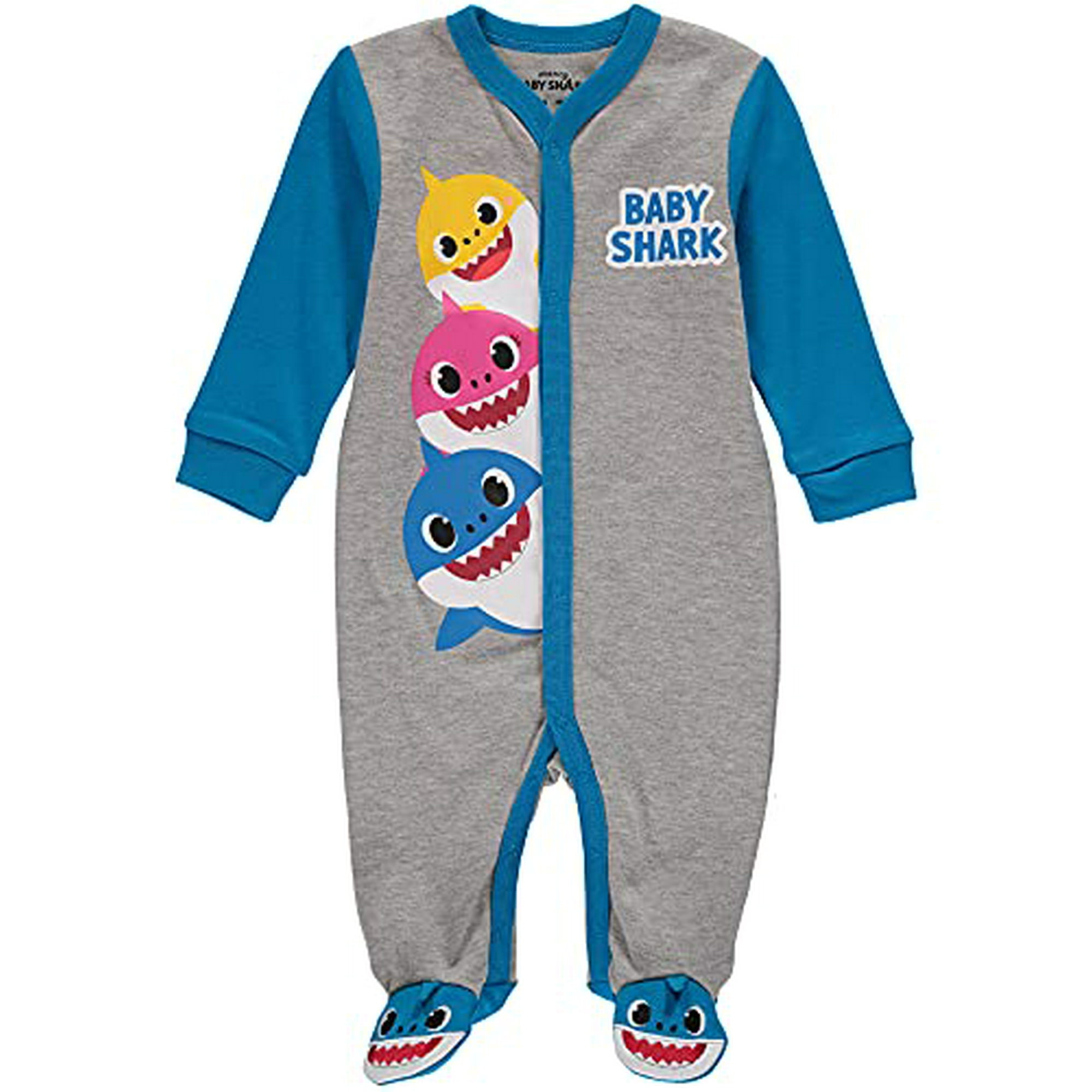 Baby Shark Heads Sleep and Play Infant Footed Pajamas