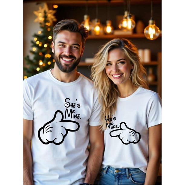 Camisetas de algodón a juego para San Valentín para él y para ella: camisetas informales rojas de cuello redondo con estampado de corazón, 100 % algodón, lavables a máquina para verano. Camisetas de S