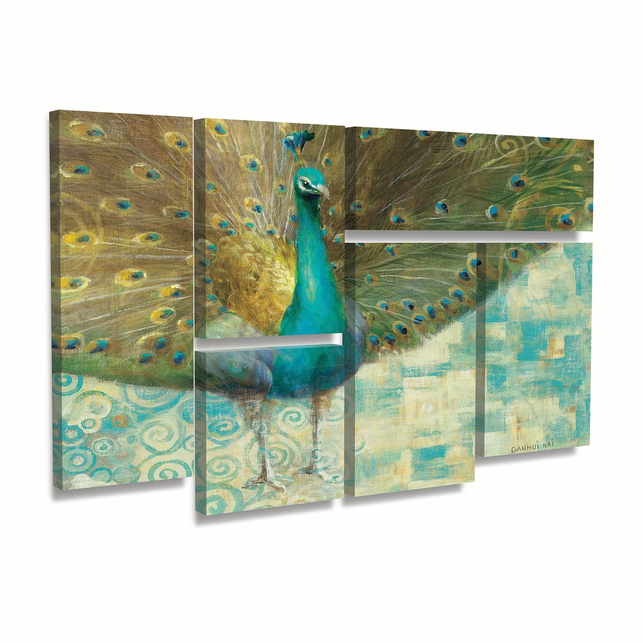 Trademark Fine Art 'Teal Peacock on Gold' Canvas Art by Danhui Nai