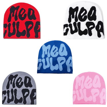 5 Beanie Hat Slouchy Knitted Beanies Y2k Accessories Skull Caps Mea Culpa Graphic Bonnet Beanie