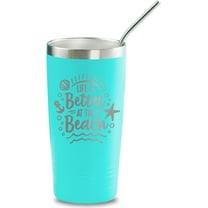 Beach Gifts for Women or Men, 20oz Vacuum Insulated Stainless Steel Travel Tumbler with Lid, Beach Themed Gifts, Gifts for Beach Lovers, Blue (Life is Better at the Beach)