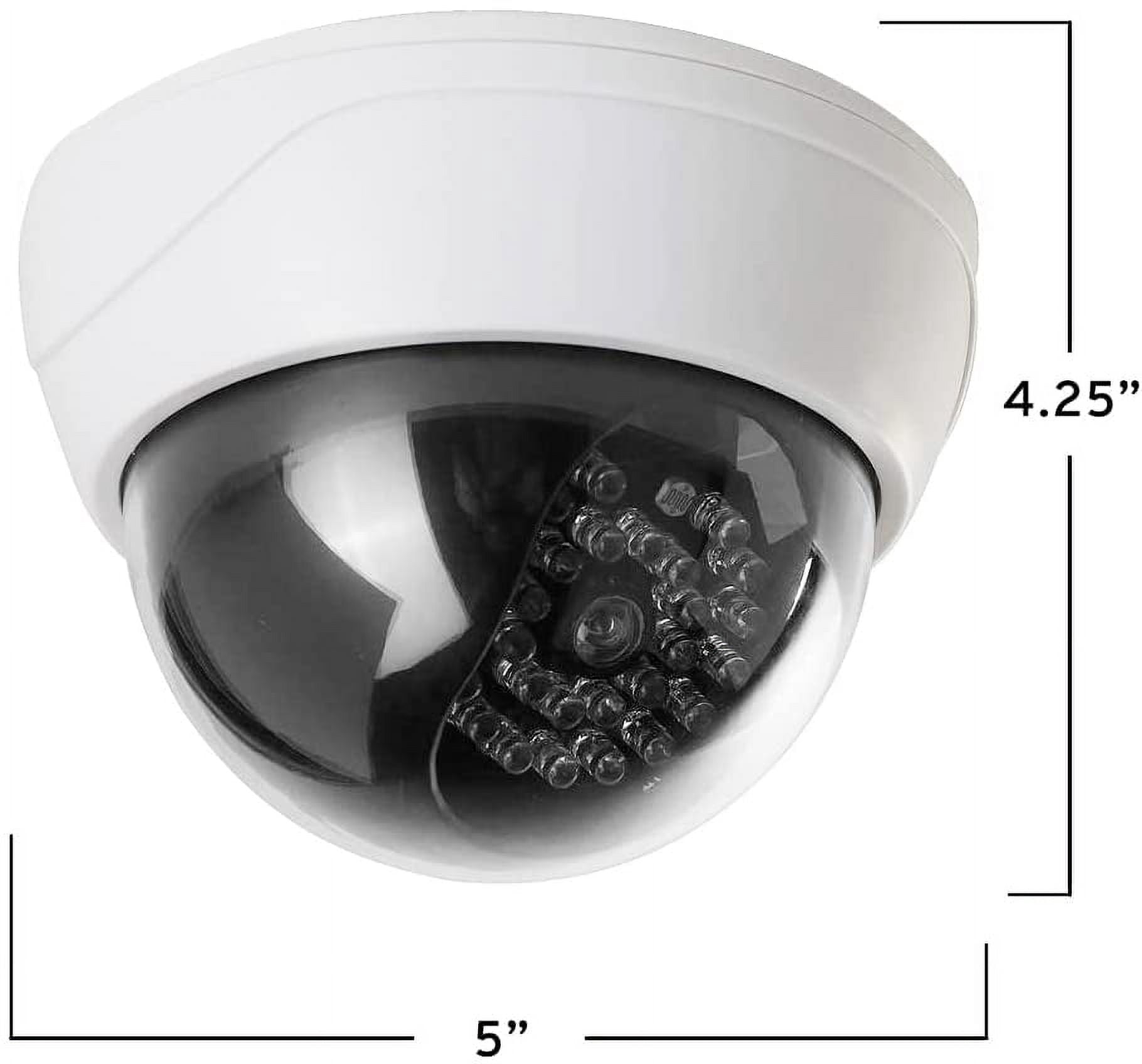 MaximalPower Fake CCTV Security Dummy Dome Camera with Red LED Light for Home, Shop, Business, etc. (4 Pack)