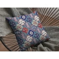 thumbnail image 3 of 28â€ Turquoise Cream Trellis Indoor Outdoor Throw Pillow, 3 of 5