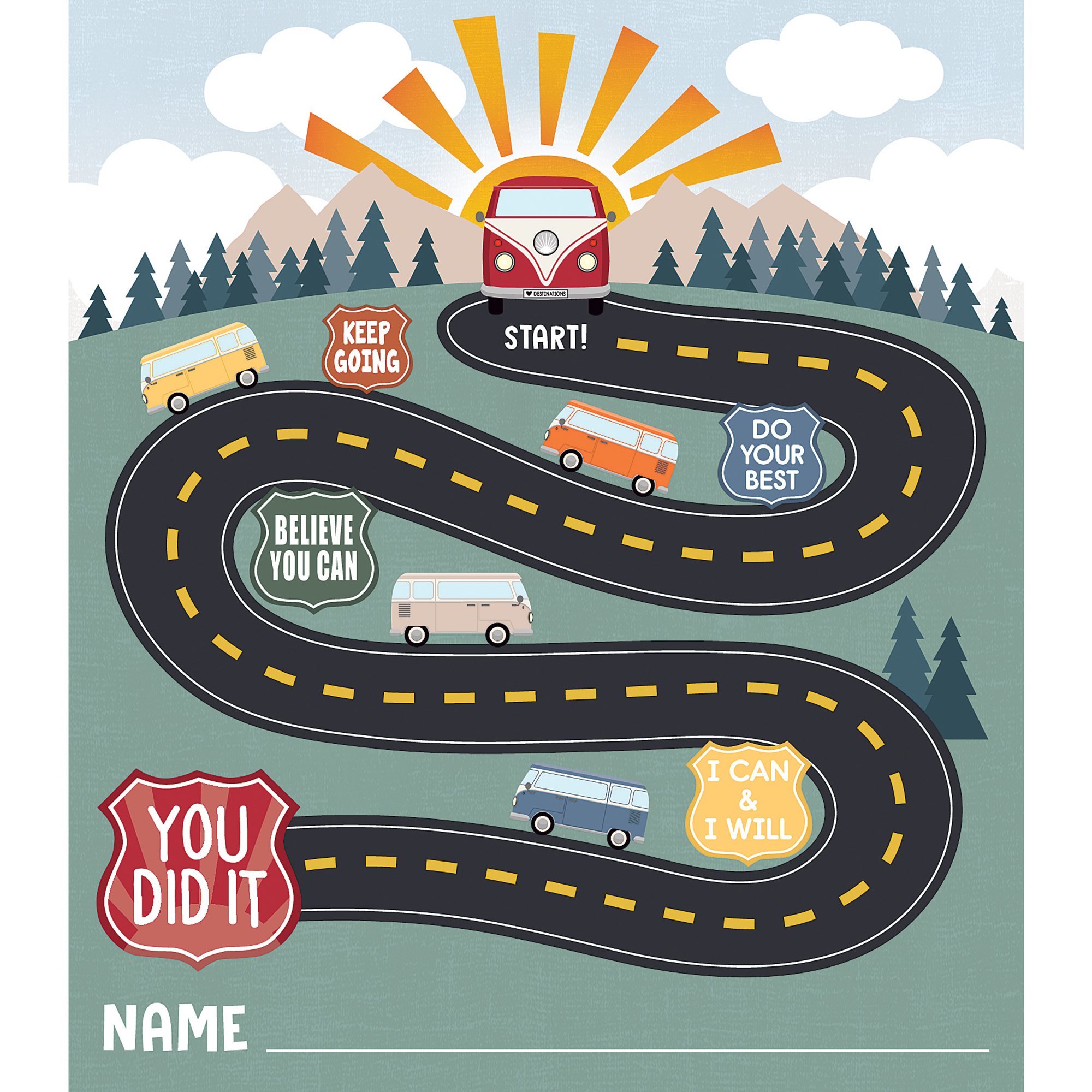 Teacher Created Resources Moving Mountains Road Trip Reward Trackers with Stickers, 3 Packs