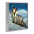 thumbnail image 3 of Stupell Industries Sleigh Ride Snowy Penguins Gray Framed Giclee Art design by Lucia Heffernan, 17 x 17, 3 of 8