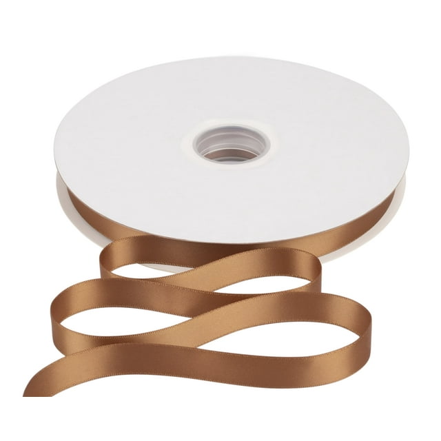Joycrosso 5/8 Inch Golden Brown Solid Satin Ribbon, 100 Yards Double Faced Satin for Gift Wrapping Floral Bouquets Wedding Party Decoration
