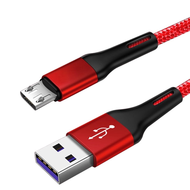 Methold Cable de teléfono Cable USB de nailon Reemplazo de línea de datos de carga rápida para Android Micro USB, rojo, 1 m Type3 NO3
