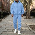 thumbnail image 2 of Men's Tracksuit 2 Piece Casual Long Sleeve Full-Zip Fleece Hoodie Sweatshirt pocket and pants Sweatsuits Fall Winter Fashion Lightweight Jogging Outfitsfor Sky Blue S, 2 of 8