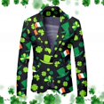 thumbnail image 2 of Toimothcn Men's Suit Jackets Fashion Green Four-Leaf Clover Printed Blazers Oversized Warm Slim Fit One Button Lapel Funny Festival Performance Suit Jacket Comfy Mens Dailywear, 2 of 5