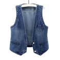 thumbnail image 2 of Kctiaxy Vest Tops for Women Sleeveless V-Neck Causal Jean Vest Solid Color Button Down Versatile Fashion Tank Top Vest with Pockets, 2 of 5