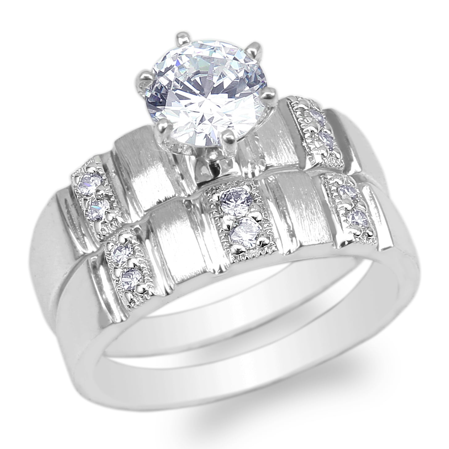 JamesJenny Womens 925 Sterling Silver 1.0ct Round CZ Fancy Wedding Ring Size 4-10