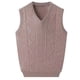 thumbnail image 3 of Men's Clothing Autumn Winter Solid Color Pullover V-Neck Screw Thread Sleeveless Sweater Knitted Vest Casual Fashion Tops, 3 of 5