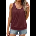 thumbnail image 1 of Camiseta de Tirantes Holgada de Verano para Mujer, Plisada, con Cuello Redondo, Informal, Sin Mangas, Vino Tinto, Talla L, 1 of 8