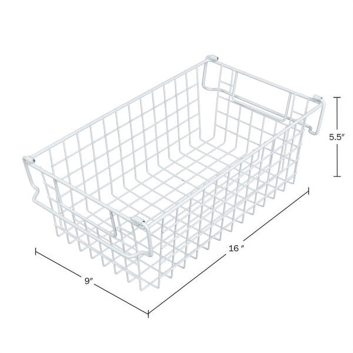 Set of 2 Storage Bins - Basket Set for Toy, Kitchen, Closet, and Bathroom Storage - Medium Shelf Organizers with Handles by Home-Complete (White)