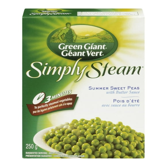 Green Giant Frozen Simply Steam Summer Sweet Peas With Butter. The Perfect Side For Any Meal.