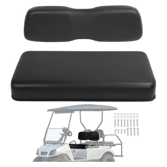 Front Seat Bottom & Seat Backrest Compatible with 2001-2012 Club Car DS Golf Cart Seat Bottom Cushion and Back Assembly Front Black Plastic Foam Wood