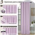 thumbnail image 2 of Lino Cortinas Blackout 100% Opacas, Bolsillo para Barra/Pestaña Trasera, para Recámara y Ventana de Sala, 2 Paneles (Rosa, 132 x 241), 2 of 12