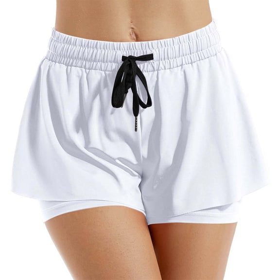 cfhntfmh 2 in 1 Athletic Shorts for Women Summer Biker Running Shorts High Waisted Gym Workout Shorts with Drawstring