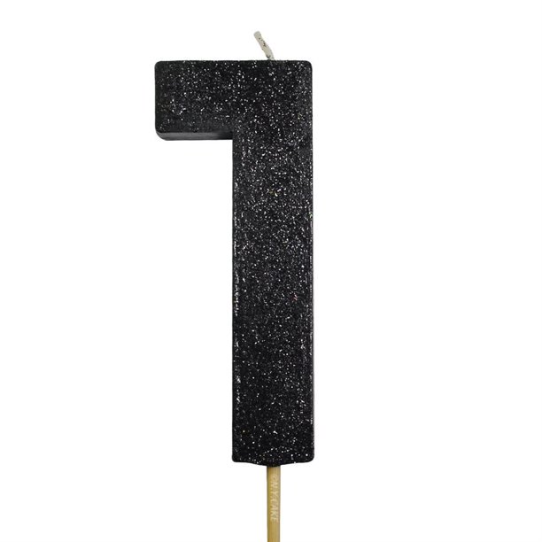 Black Glitter Number 1 Candle 4" - Walmart.com