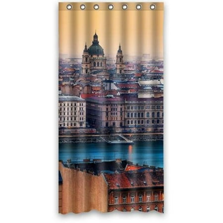 Hungarian Water - GreenDecor View Budapest Hungary Waterproof Shower Curtain Set with Hooks Bathroom Accessories Size 36x72 inches