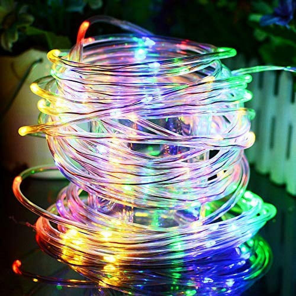 ZOELNIC 100 LEDs 40ft Solar Rope Tube Lights Waterproof String Lights with 8 Lighting Mode Outdoor Garden Decorative Lights for Christmas Wedding Party, Colorful
