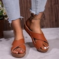 thumbnail image 5 of HNMKIU Women's Sandals Strap Solid Thick Soled On Style for Everyday Wear Retro Beach Slide Indoor Outdoor Footwear with Comfortable Cushioning Beach Shoes Brown,7, 5 of 8