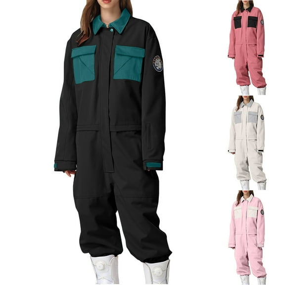 guisaled Womens Snowsuit One Pieces Ski Suits Waterproof Warm Insulated Ski Jumpsuit Full Zipper Snowsuit for Snow Sport Onesie