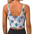 thumbnail image 4 of Goofa Palm Leaves Printed Sports Bras for Women, High Impact Running Bra Workout Crop Tank Tops Longline Sports Bra Push up-X-Large, 4 of 9