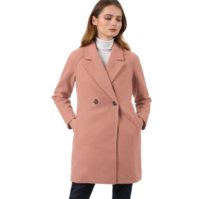 Abrigos de invierno raglán cruzados con solapa con muesca para mujer Rosa oscuro S