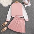 thumbnail image 4 of Girl's Baseball Jacket With Pleated Skirt Set Baseball Tracksuit 2 Piece Preppy Outfits Dress Pants for Teen Girls Children Sweatpants And Hoodie, 4 of 9