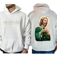 thumbnail image 4 of San Judas Tadeo Hoodie – Double Sided Saint Jude Graphic Pullover, Bendice y Protege Mi Familia Design, Mexican Catholic Faith Based Hoodie, Religious Gift for Men and Women, 4 of 7