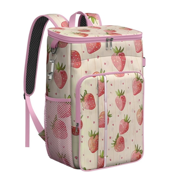 Berry Sweet Insulated Cooler Backpack - 20L Soft Leakproof Bag for Picnics, Travel & Daily Use, Cute Strawberry Design