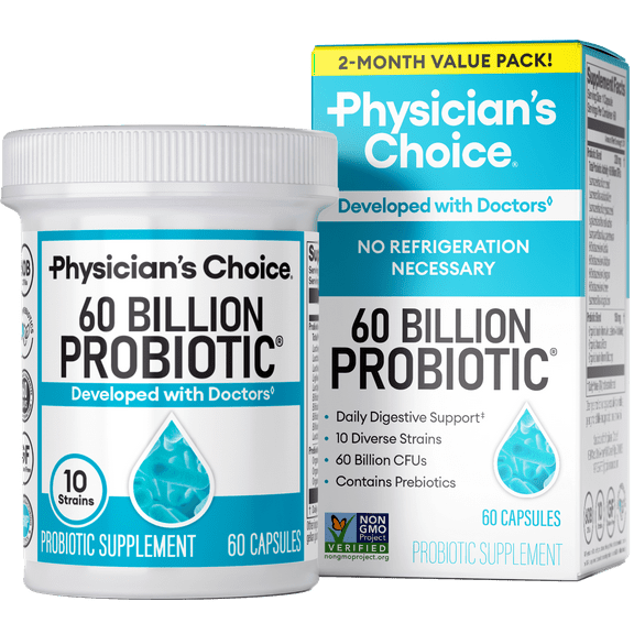 Physician’s Choice 60 Billion Probiotic, for Women & Men, 60 Count, Digestive & Gut Health