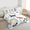 thumbnail image 3 of Homewish Kawaii Flying Dragonfly 2pcs Bedding Comforter Set For Preppy Children Kids,Cartoon Gradient Rainbow Twin Comforter Sets,Dreamy Princess Breathable Bedding Set, 3 of 8