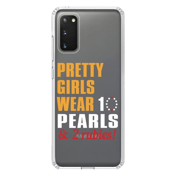 DistinctInk Clear Shockproof Hybrid Case for Galaxy S20 ULTRA / 5G (6.9" Screen) - TPU Bumper Acrylic Back Tempered Glass Screen Protector - Pretty Girls Wear 10 Pearls 2 Rubies