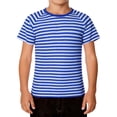 thumbnail image 3 of KKBOTIVE Boys Striped Short Sleeve Tees Casual Crew Neck Cozy T Shirt Breathable Shirts for Kids Fashion Carnival Clothing, Blue Size: 4-5 Years, 3 of 5