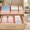 Pink Drawer Stuff Pink 24 Pack Fabric Drawer Organizer Set for Closet and Bedroom Storage ...