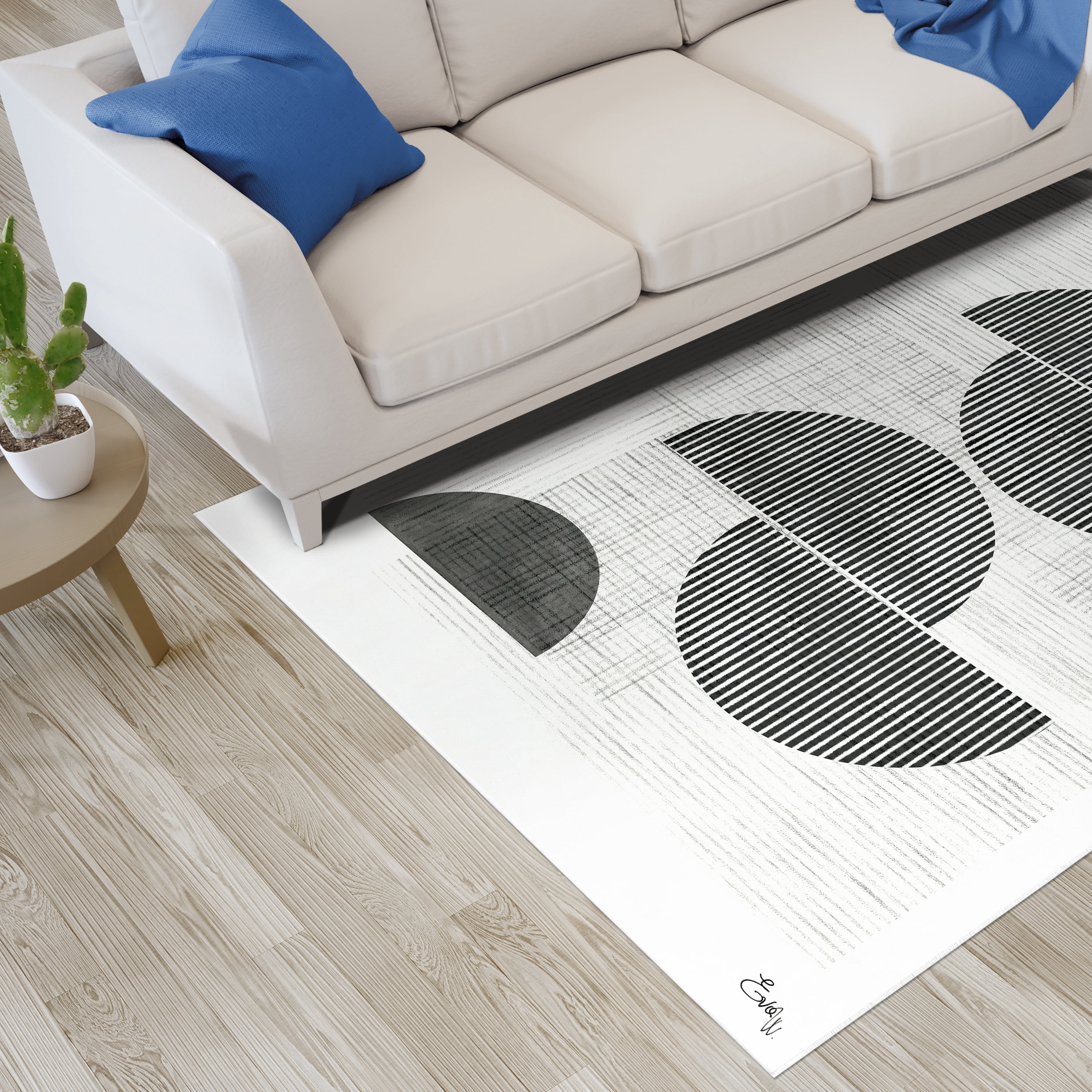 Retro Modern Washable Geometric Art Area Rug size 5'x8', Power-loomed, Heavenly Softness with Non-Slipping Backing