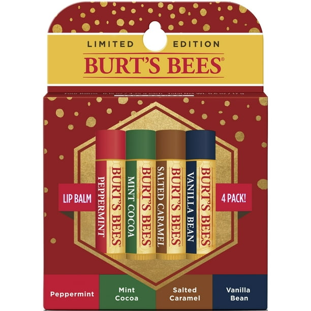 Burt's Bees 100 Natural Moisturizing Lip Balm, Holiday Flavors, 4 Ct