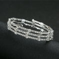 thumbnail image 2 of IKemiter Trois Rangs Strass Incrusté Bracelet Double Couches Manchette Ouverte Bracelet Extensible Réglable pour le Meilleur, 2 of 6