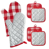 Belanttega 6-Piece Red Plaid Cotton Oven Glove Set – Heat-Resistant, Non-Slip BBQ & Baking Mitts (Machine Washable) – Bulk Kitchen Potholders for Grilling & Cooking