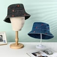 thumbnail image 7 of Denim Heart Bucket Hats, Packable Beach Jean Hat Cotton Summer Lightweight Wide Brim Cap, Outdoor Fishermen Hat, 7 of 7