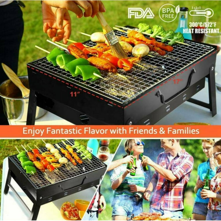 Barbecue Grill Portable BBQ Charcoal Stove Stainless Steel Cooker Camping  Small