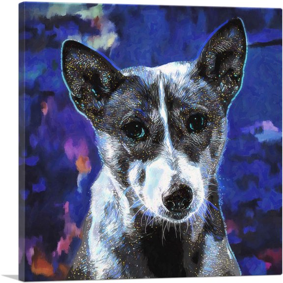 ARTCANVAS Basenji Dog Breed Blue Canvas Art Print - Size: 18" x 18" (0.75" Deep)