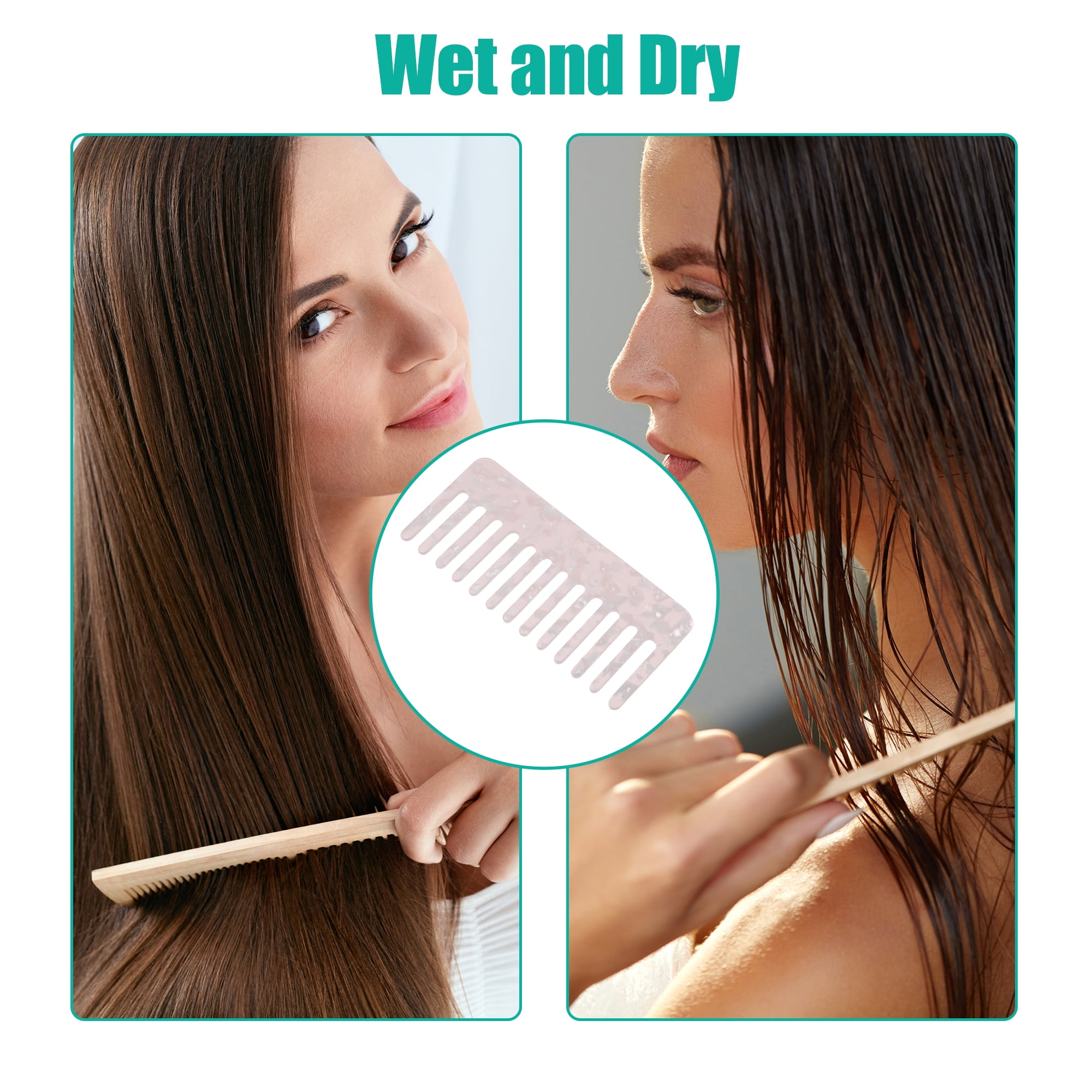 Unique Bargains 2 Pcs Hair Comb Wide Tooth Hair Care Detangling Comb Pink