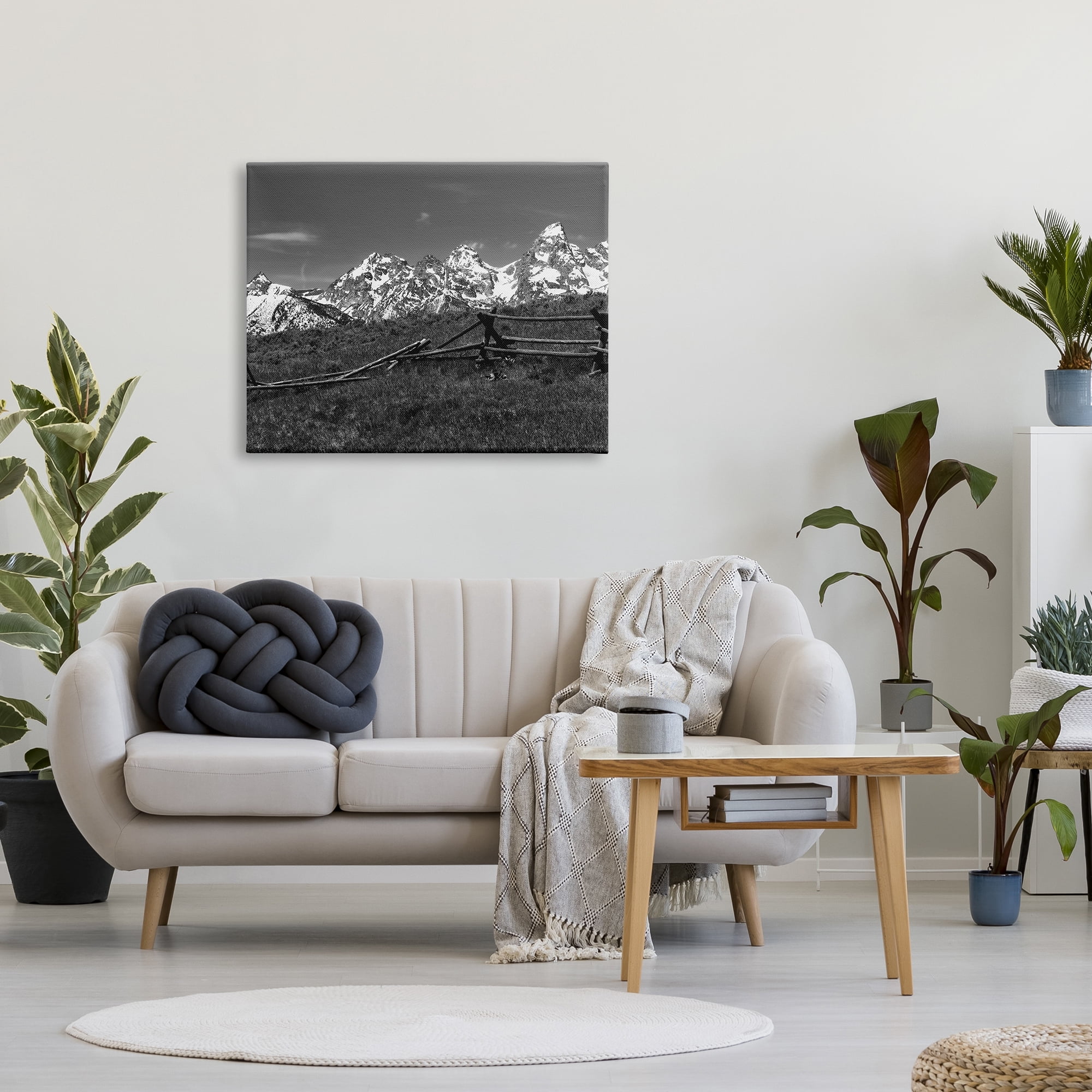 Stupell Industries Mountain Peaks & Fence Landscape Photography Gallery Wrapped Canvas Art Print Wall Art, 40 x 30
